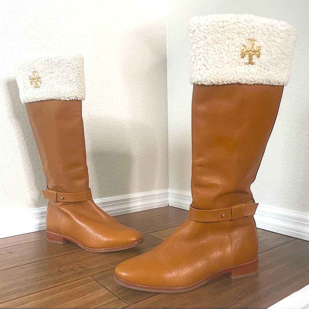 Tory Burch boots Shearling Leather Everly boots tall knee high boots luxury boot